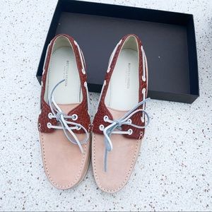 NIB Bottega Veneta Spritz Suede Leather Driver Flats​ Baby-pink Red 37